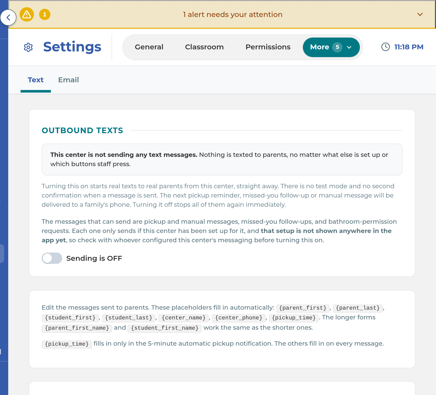 The Appointments texts in Parent Communication