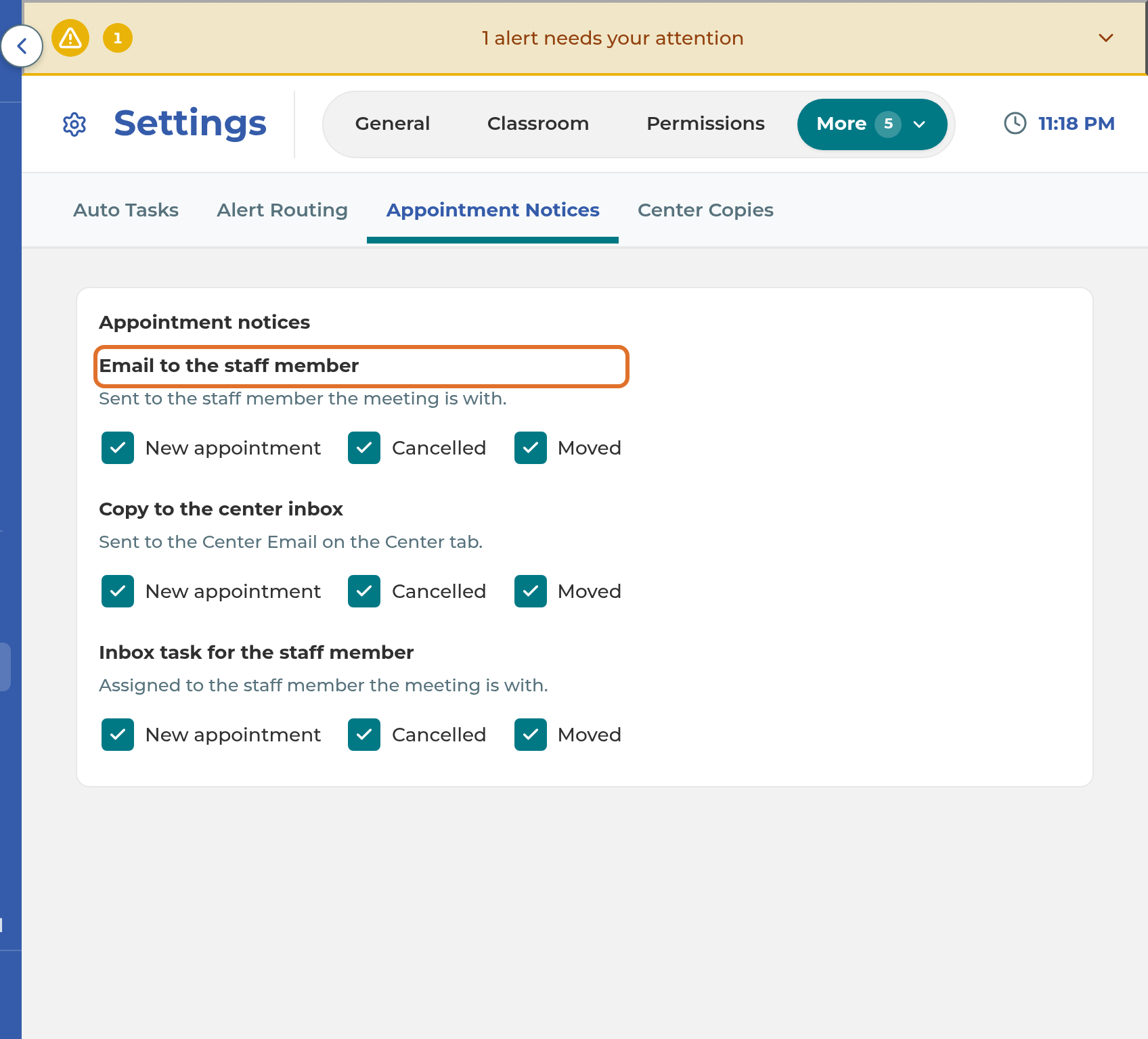 Appointment Notices in Staff Automations